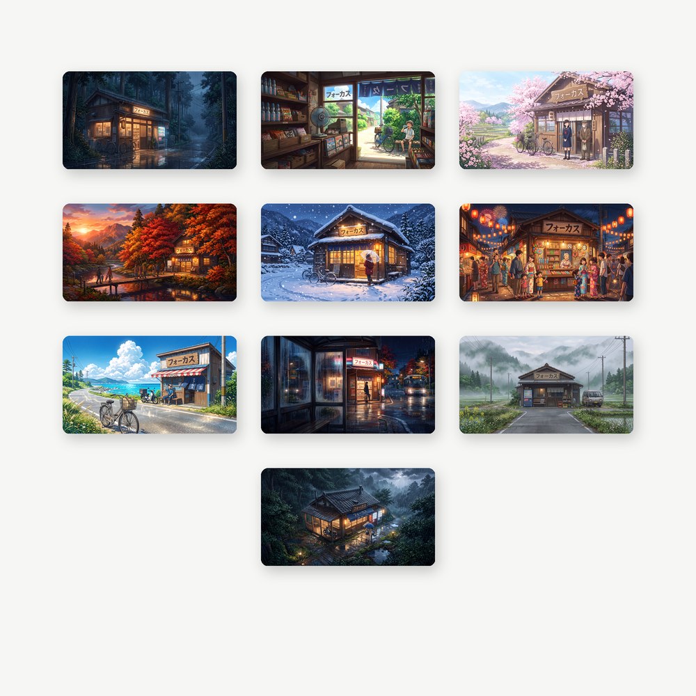 Los diez fondos horizontales de Rural Japan Wallpaper Pack