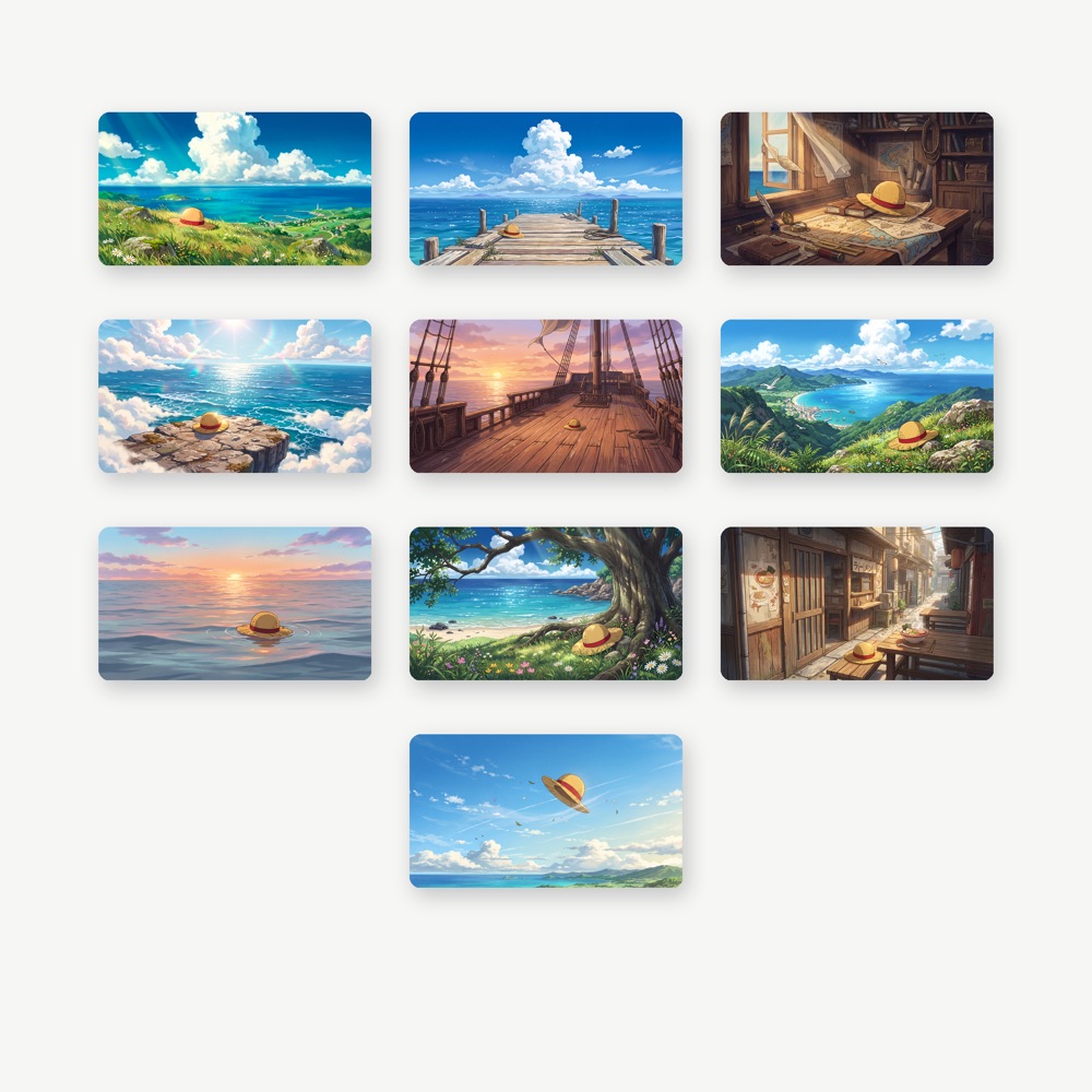 Los diez fondos horizontales de Straw Hat Wallpaper Pack